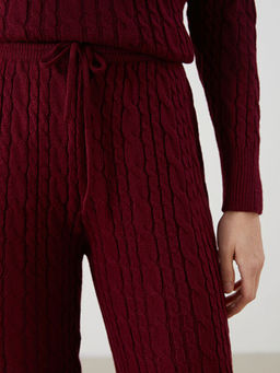 Beli Lastikli Kendinden Desenli Kad?n Triko Pantolon