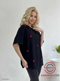 Футболка оверсайз с принтом сердечки - Bruno фото 2