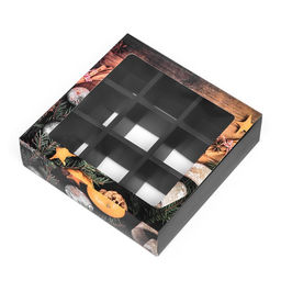 Цена за 2 шт. Коробка под 9 конфет новогодняя «Мандарины», 13.5×13.5×3.5 см