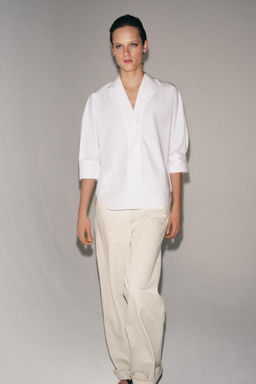 CAMISA ESCOTE PICO ZW COLLECTION / Blanco - Zara фото 8