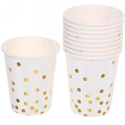 Цена за 6 шт. Стакан бумажный 0,2л в наборе 10 шт "Конфетти" белый
