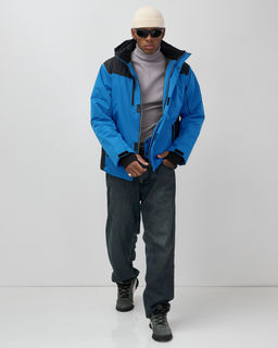 Горнолыжная куртка мужская зимняя голубого цвета 7611Gl