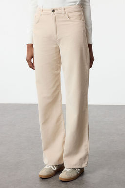 TRENDYOLMILLA Siyah Kadife Straight/Duz Kesim Dokuma Pantolon TWOAW25PL00104  фото 3