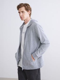 Kap??onlu Uzun Kollu Erkek Fermuarl? Sweatshirt