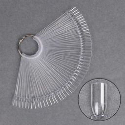 Палитра для лаков на кольце, 50 ногтей, форма мягкий квадрат, прозрачная