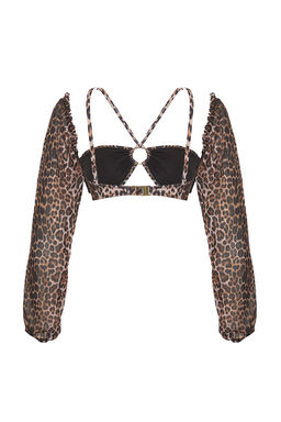 TRENDYOLMILLA Leopar Desenli Tak C?kar Kollu Aksesuarl? Capraz Baglamal? Bikini Ustu TBESS25BU00015  фото 7