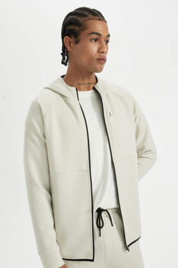 DeFactoFit Slim Fit Dar Kesim Kapusonlu Skuba Dalg?c Kumas Fermuarl? Sweatshirt  фото 4