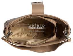 Сумка женская Sefaro из телячьей кожи зернистая выделка бежевая средняя  фото 5