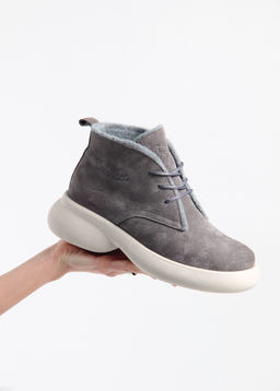 Ботинки 308.927be. серый замок замша/Байка