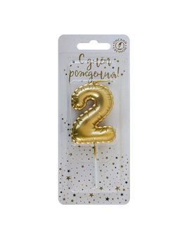 Цена за 3 шт. Свеча в торт на шпажке «Воздушная цифра 2», золото