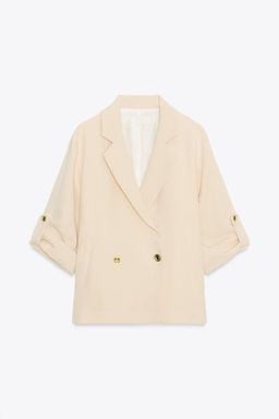 DOUBLE-BREASTED BLAZER WITH ROLLED-UP SLEEVES - Zara фото 7