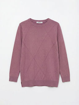 Bisiklet Yaka Baklava Desenli Kad?n Triko Kazak