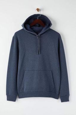 Indigo Regular/Normal Kesim Kapusonlu Ici Polarl? Kal?n Sweatshirt TMNAW26SW00016