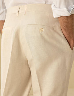 Bej Slim Fit Pileli Keten Kar___ml_ Pantolon - Pierre cardin фото 6