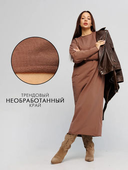 Женское платье макси из футера 2-х нитки Lingeamo какао ВП-10 (02)  фото 10
