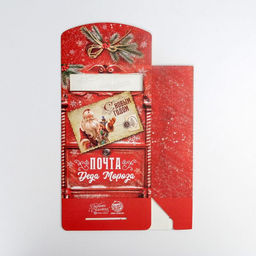 Цена за 2 шт. Коробка подарочная новогодняя складная Почта, 15?7?22 см, Новый год