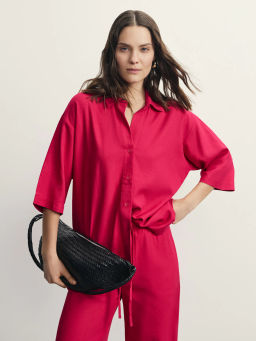 Льняная рубашка свободного кроя / Zarina фото 7