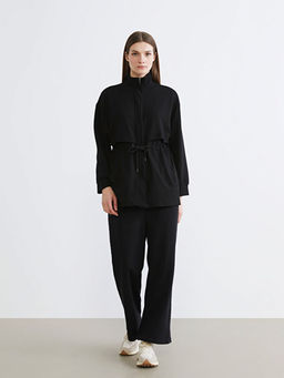 Dik Yaka Oversize Kad?n Fermuarl? Sweatshirt