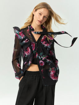 ЕМКА / Рубашка из шифона с цветочным принтом