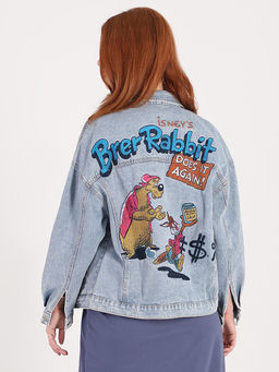 Джинсовая куртка с рисунком на спине - Almond фото 7