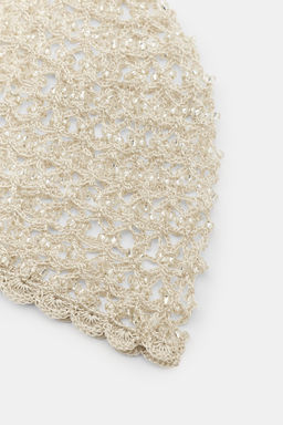 GORRO CASQUETE CROCHET ABALORIOS / Crudo