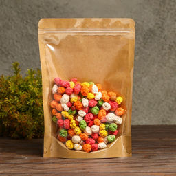 Цена за 50 шт. Пакет Zip-lock Крафт с прозрачной стенкой 18 Х 26 + 4 см