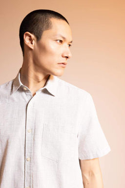 Рубашка из 100 % хлопка с короткими рукавами и воротником-поло обычного кроя - Defacto фото 5