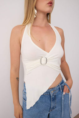 Trendyolmilla Siyah Duz Halter Yaka Kolsuz Orme Party Bluz TPRSS25BZ00048  фото 3