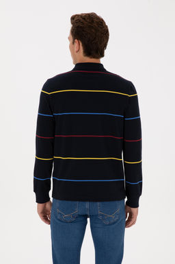Erkek Regular Fit Polo Yaka Lacivert Sweatshirt