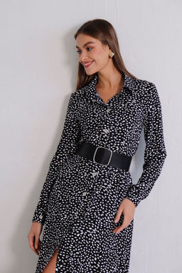 11614 Платье-рубашка удлинённое чёрно-белое - Martichelli фото 11