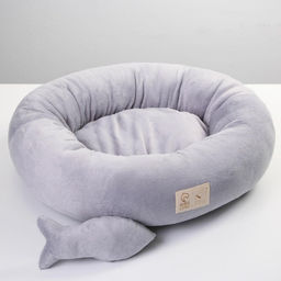 Лежанка с рыбкой, 45х35х11 см, серая - Пушистое счастье фото 2