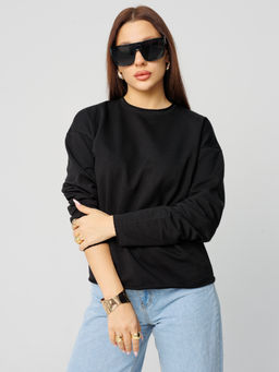 Женский лонгслив из футера 2-х нитки черный ВК-25 (35)