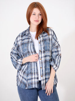 Синяя рубашка в клетку - Almond фото 5