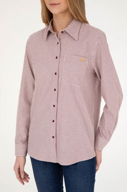Женская бордовая рубашка с длинным рукавом Неожиданная скидка в корзине - U.s. polo assn фото 6