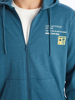 Kap??onlu Uzun Kollu Erkek Fermuarl? Sweatshirt