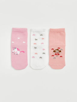 Bask?l? K?z Bebek Soket ?orap 3l?