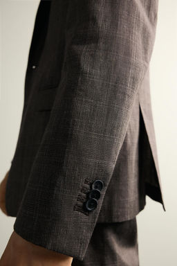 BLAZER TRAJE CUADROS LINO - LANA / Marr?n - Zara фото 8
