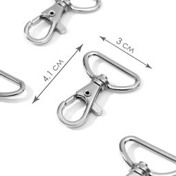 Карабин металлический, 41 30 мм / 25 2 мм, 10 шт, цвет серебряный