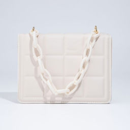 Сумка женская мессенджер из искусственной кожи с цепью, 14×20 см, молочная