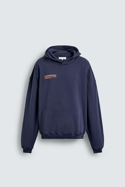 SUDADERA TEXTOS CONTRASTE CAPUCHA / Marino