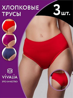 03005Вк Трусы женские (в упаковке 3 штуки) VIVALIA слипы  фото 2