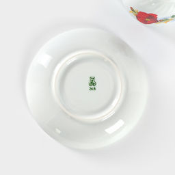 Чайная пара Добрушский завод Маки красные, 2 предмета: чашка 250 мл, блюдце d=15 см, фарфор, белая