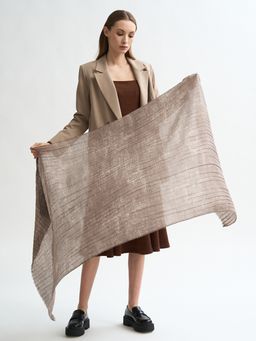 Большой, двусторонний однотонный палантин из жатого полотна вареный хлопок. - Tantino фото 2