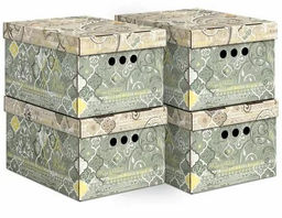 VAL BH-BCTN-GR-4S Короб картонный, складной, малый, 25*33*18.5 см, набор 4 шт., BOHO GREEN, шт - Valiant фото 2