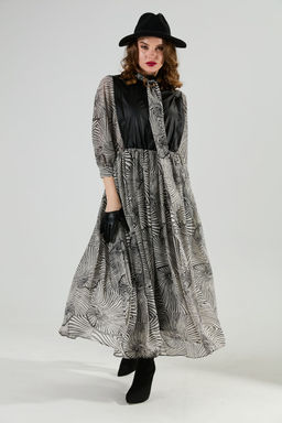 Платье NIKVA н1010-1а чёрный и чёрно-белые ракушки