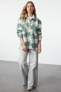 Cok Renkli Ekose Desenli Regular Kal?p Kase Mevsimlik Shacket Ince Ceket Mont TWOAW25MO00203