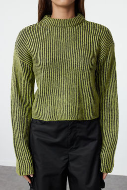 Ekru Crop Yumusak Dokulu Bisiklet Yaka Triko Kazak TWOAW25KZ00000 - Trendyolmilla фото 12