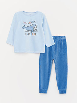 Bisiklet Yaka Uzun Kollu Bask?l? Erkek Bebek Pijama Tak?m? 2li