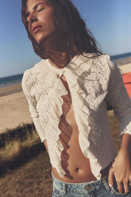 POINTELLE KNIT CARDIGAN WITH RUFFLES - Zara фото 2