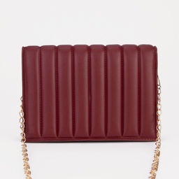 Сумка-мессенджер на клапане, длинный ремень, цвет бордовый